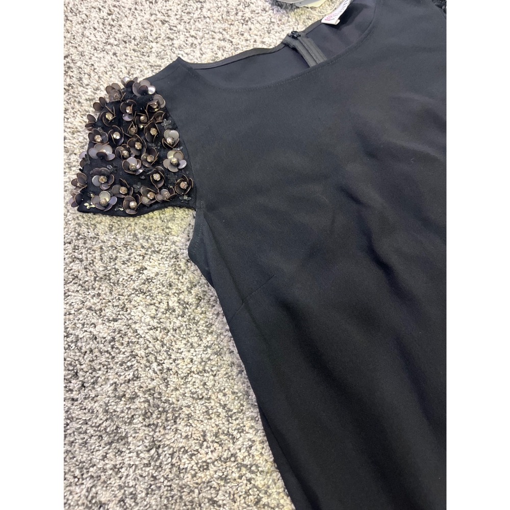RED Valentino Black Sheath Dress Beaded Cap Sleeves IT 42 US 6 NWT Cocktail - Picture 3 of 13